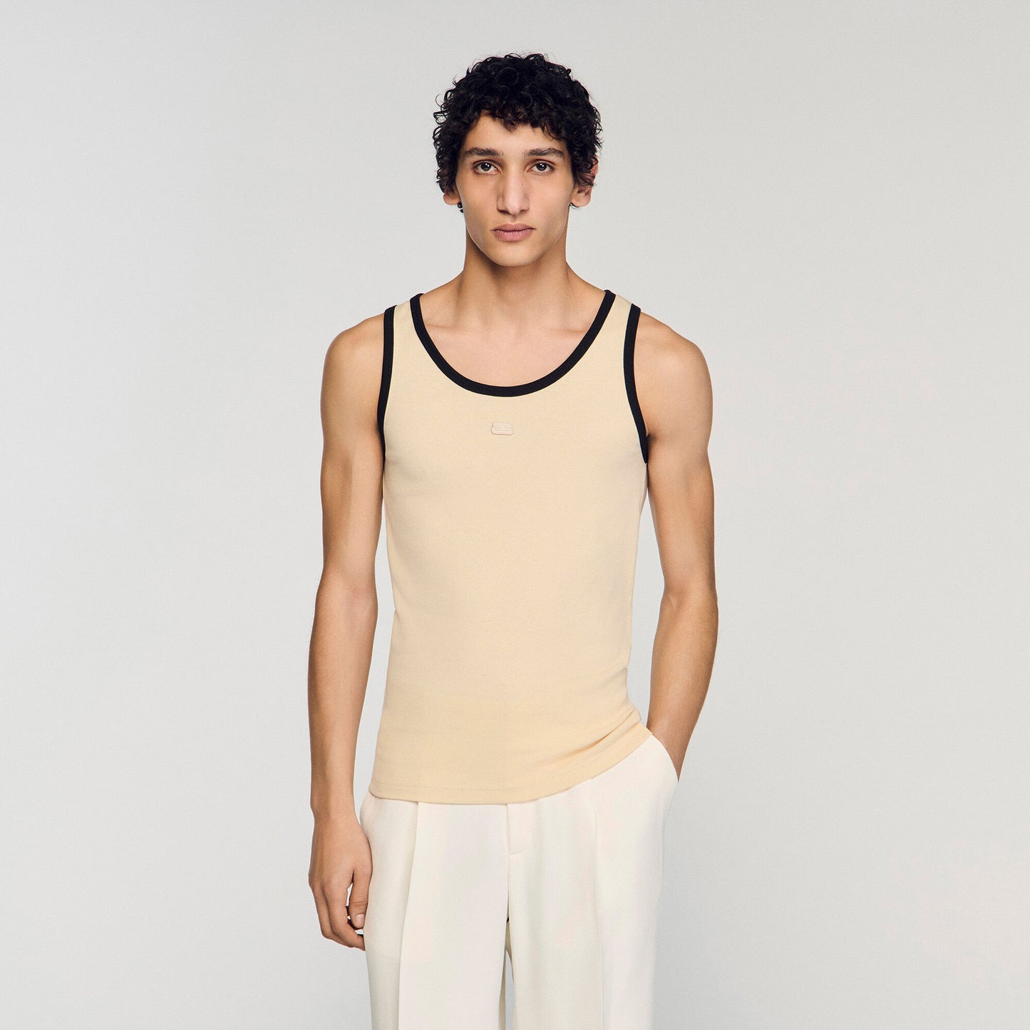 Cotton vest top with patch