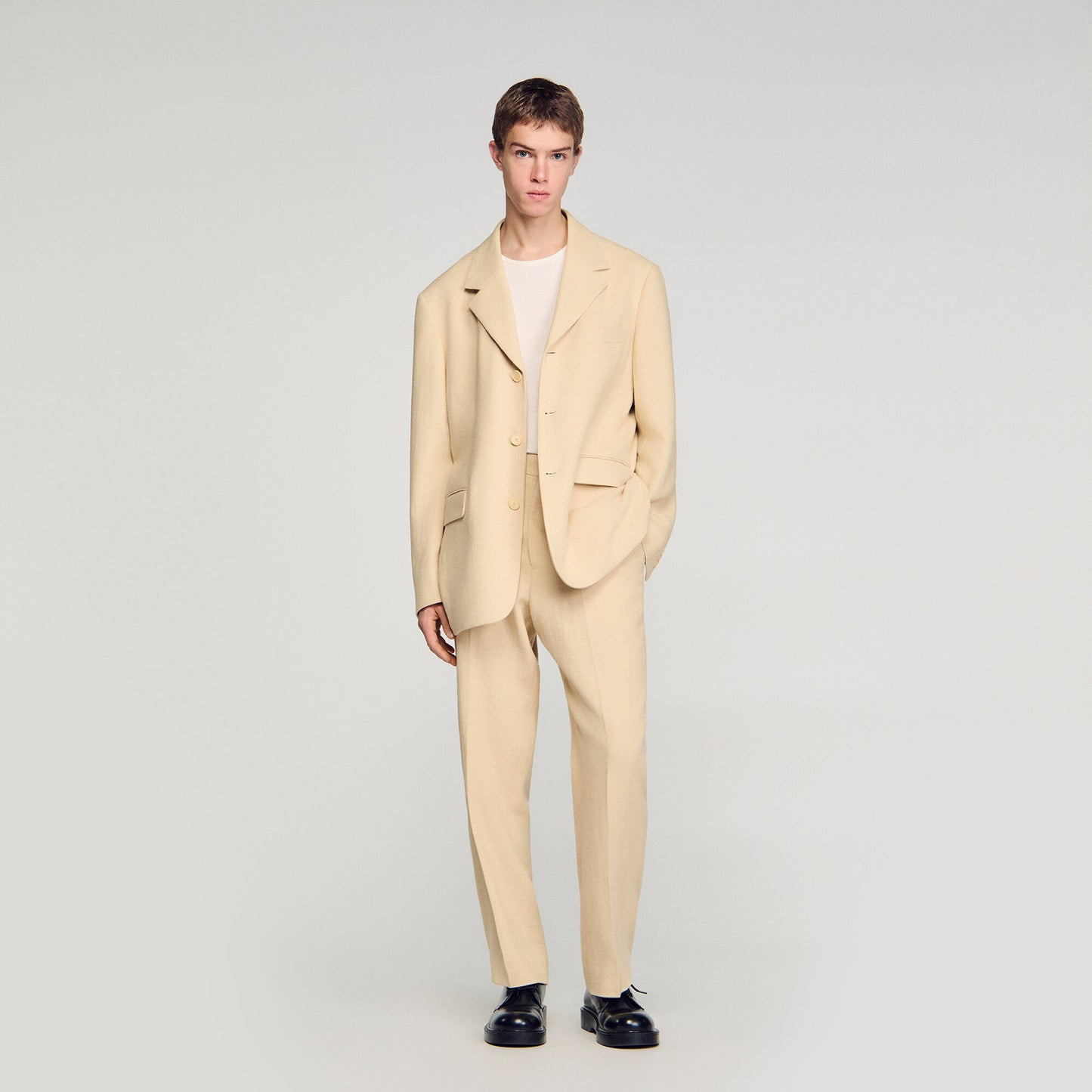 Oversized linen suit jacket