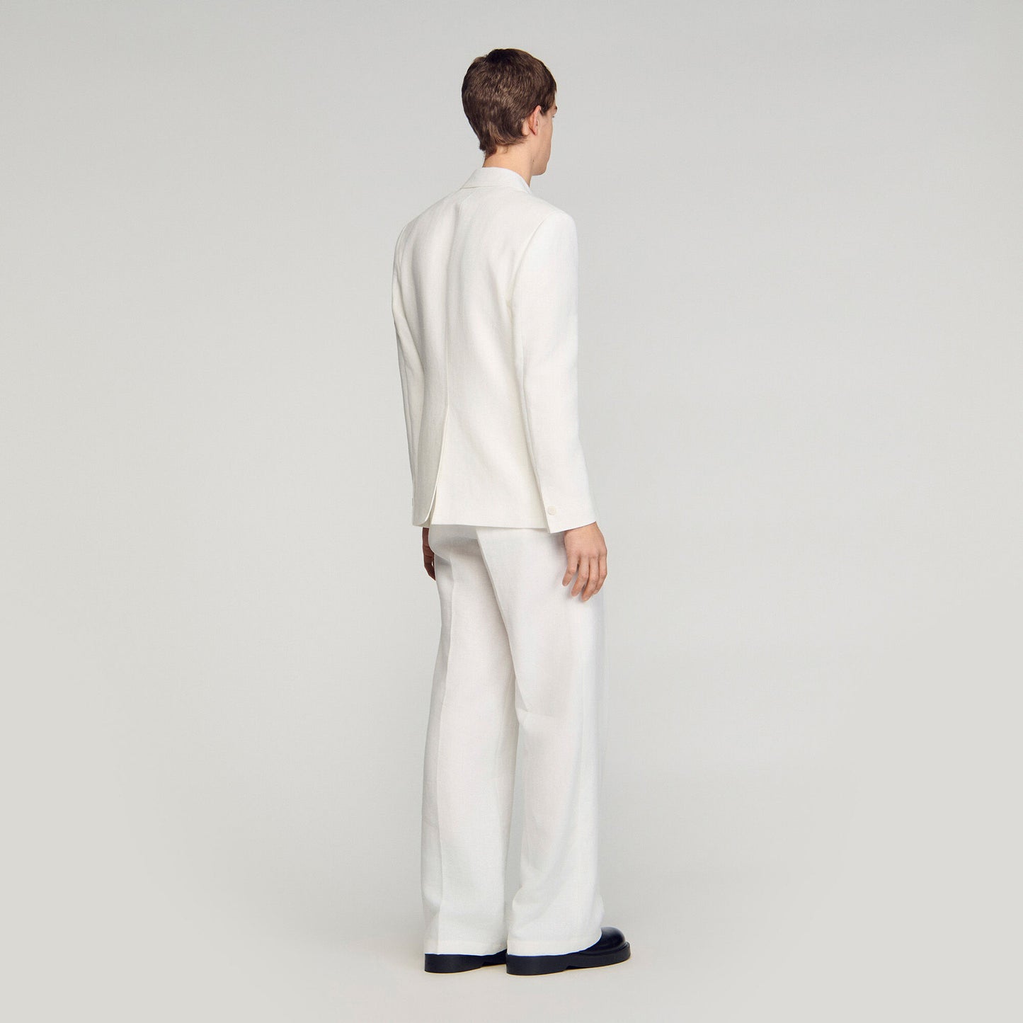 Double-breasted linen suit jacket