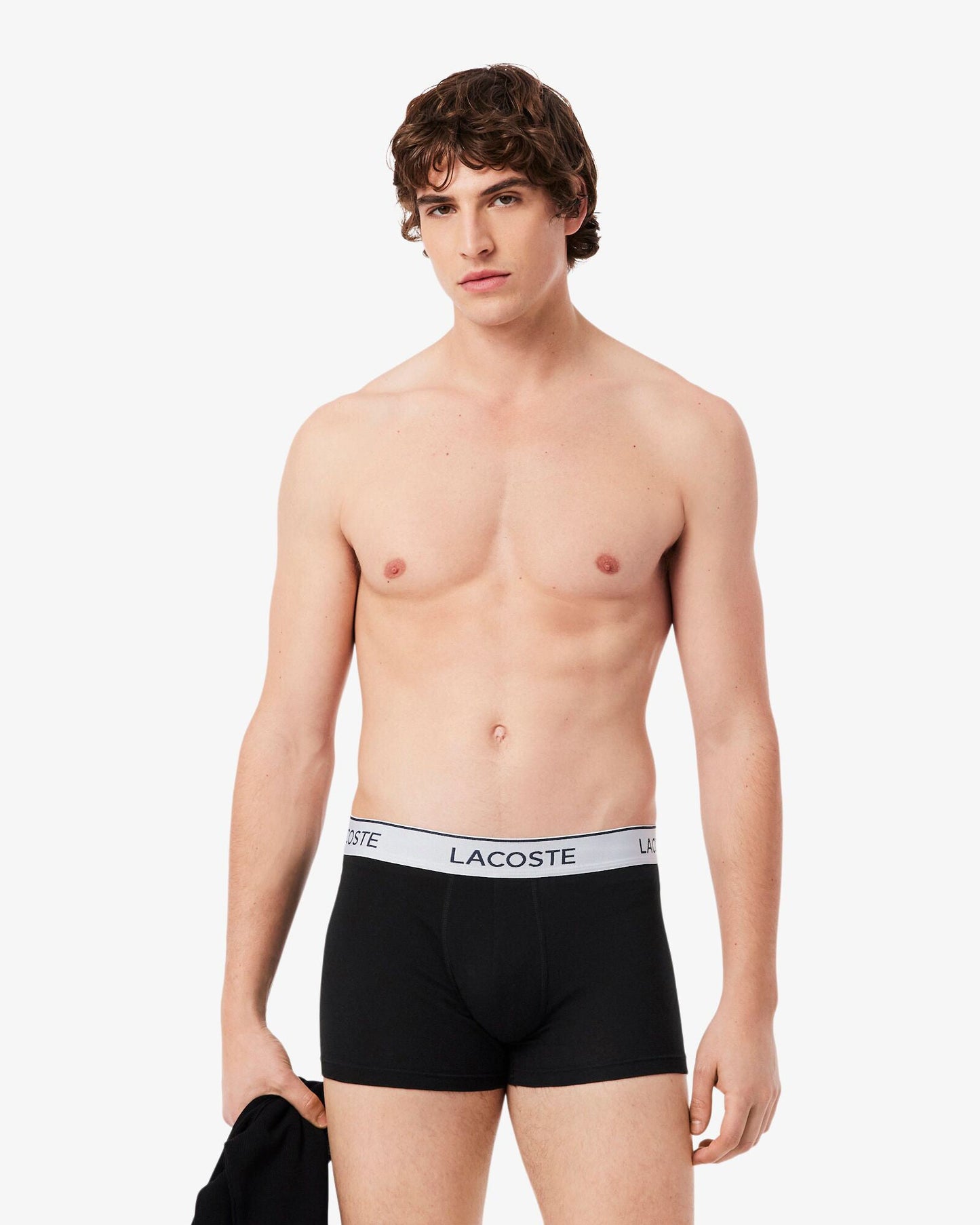 3-Pack Contrast Stripe Stretch Cotton Mens Trunks - Black 031
