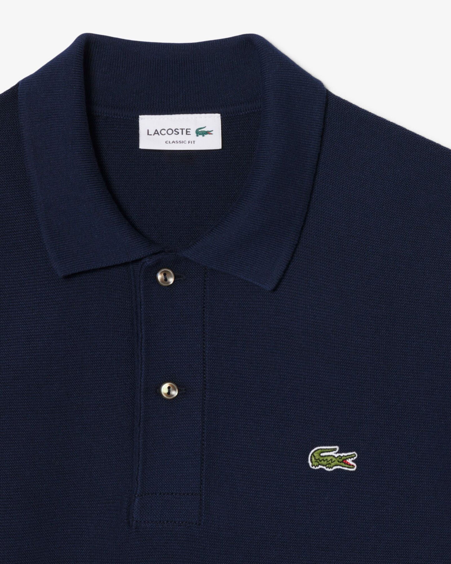 Moss Stitch Cotton Polo Collar Mens Sweater - Navy Blue 166