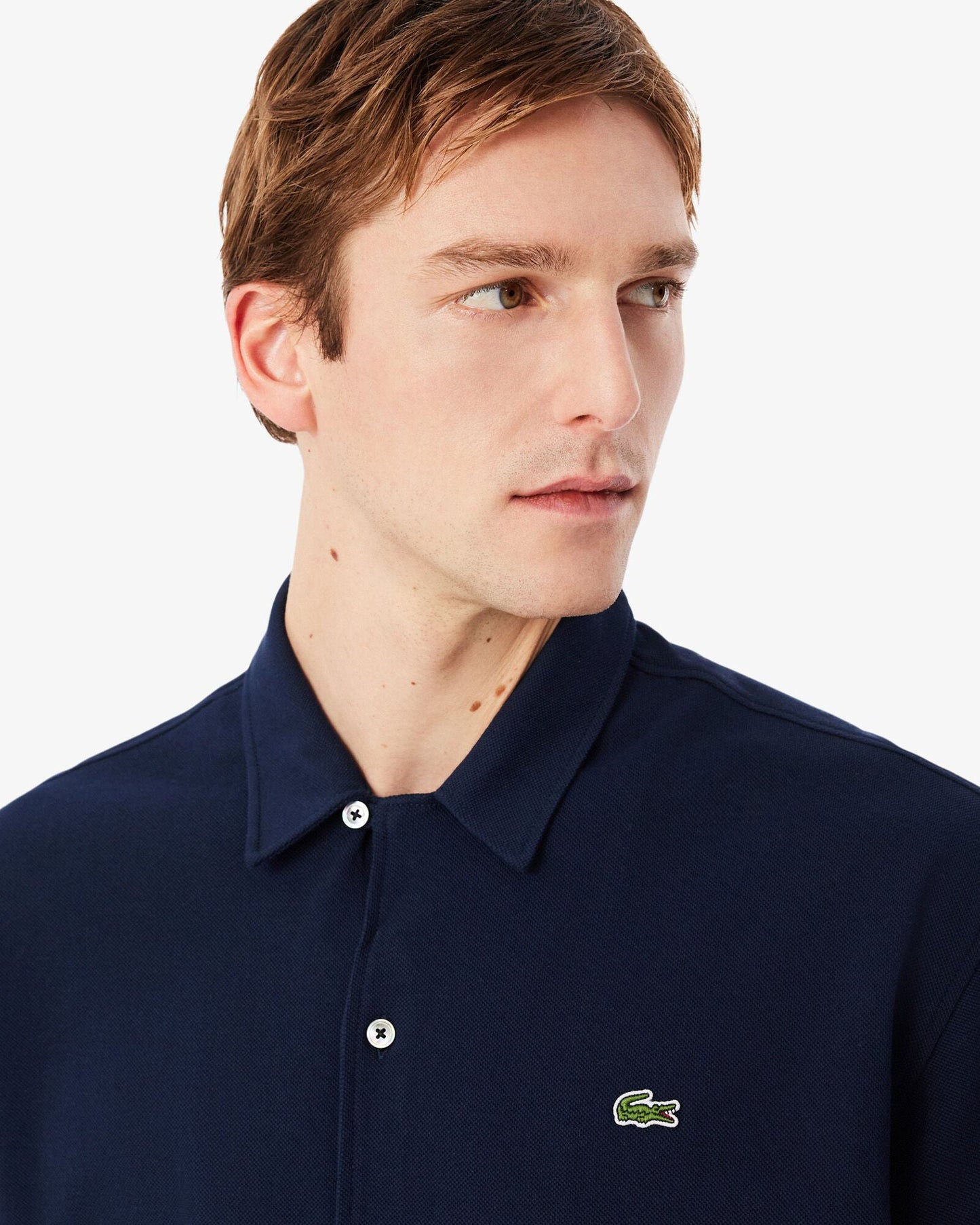 Relaxed Fit Short Sleeved Mens Piqué Shirt - Navy Blue 166