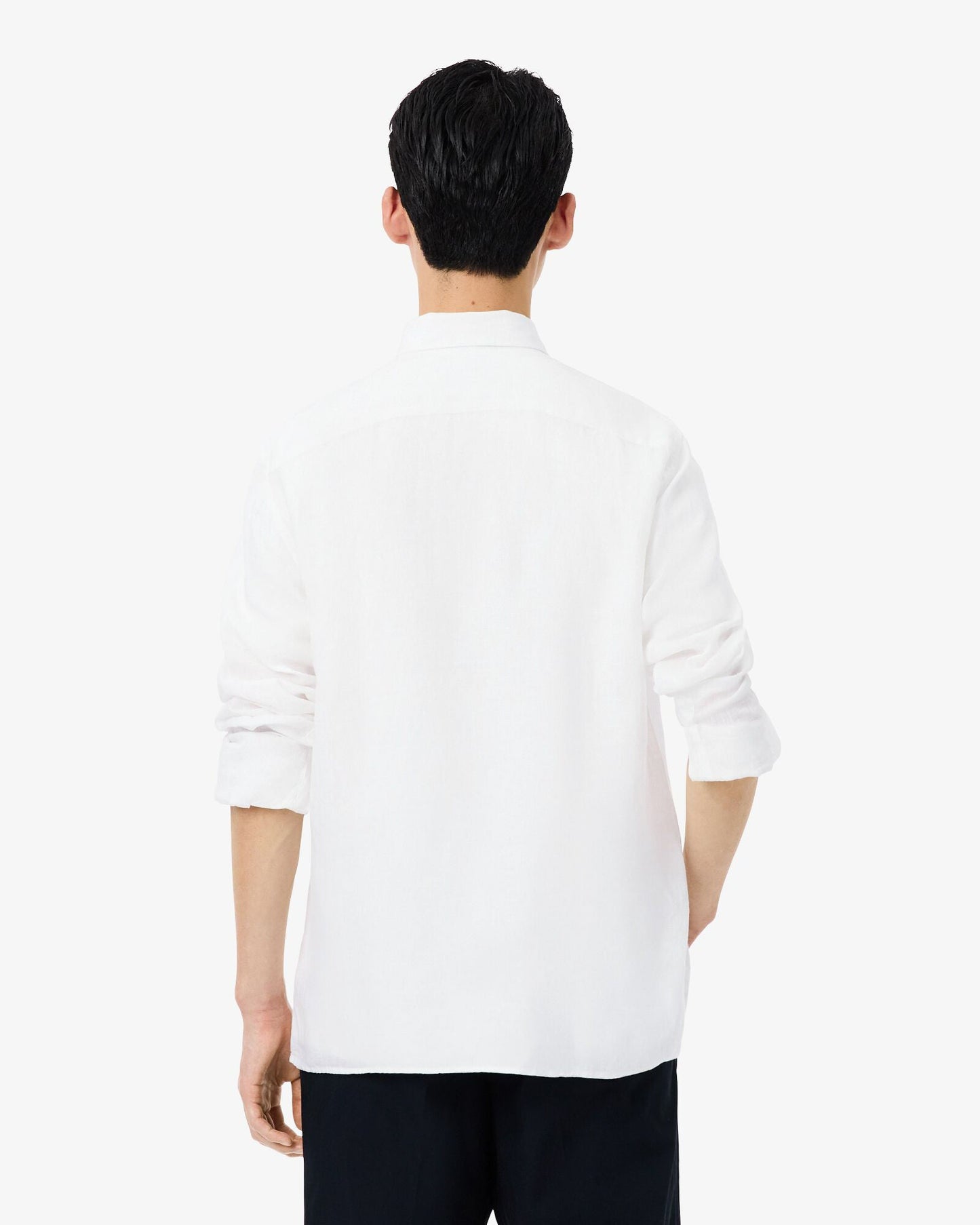 Regular Fit Long Sleeve Mens Linen Shirt - White 001