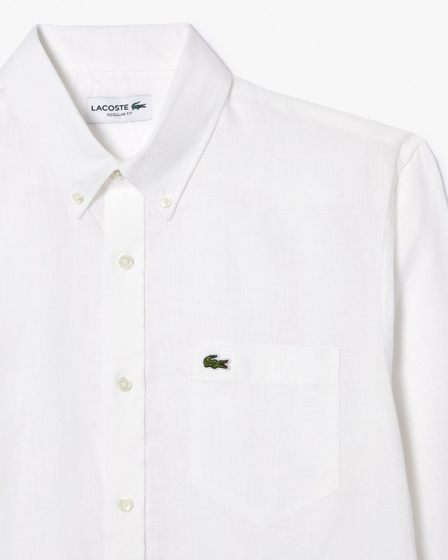 Regular Fit Long Sleeve Mens Linen Shirt - White 001