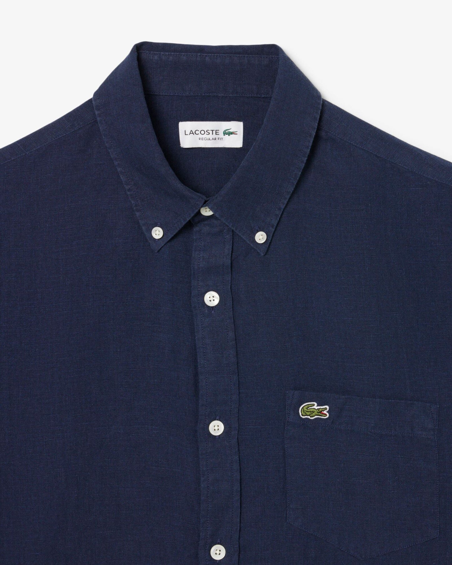 Regular Fit Long Sleeve Mens Linen Shirt - Navy Blue 166