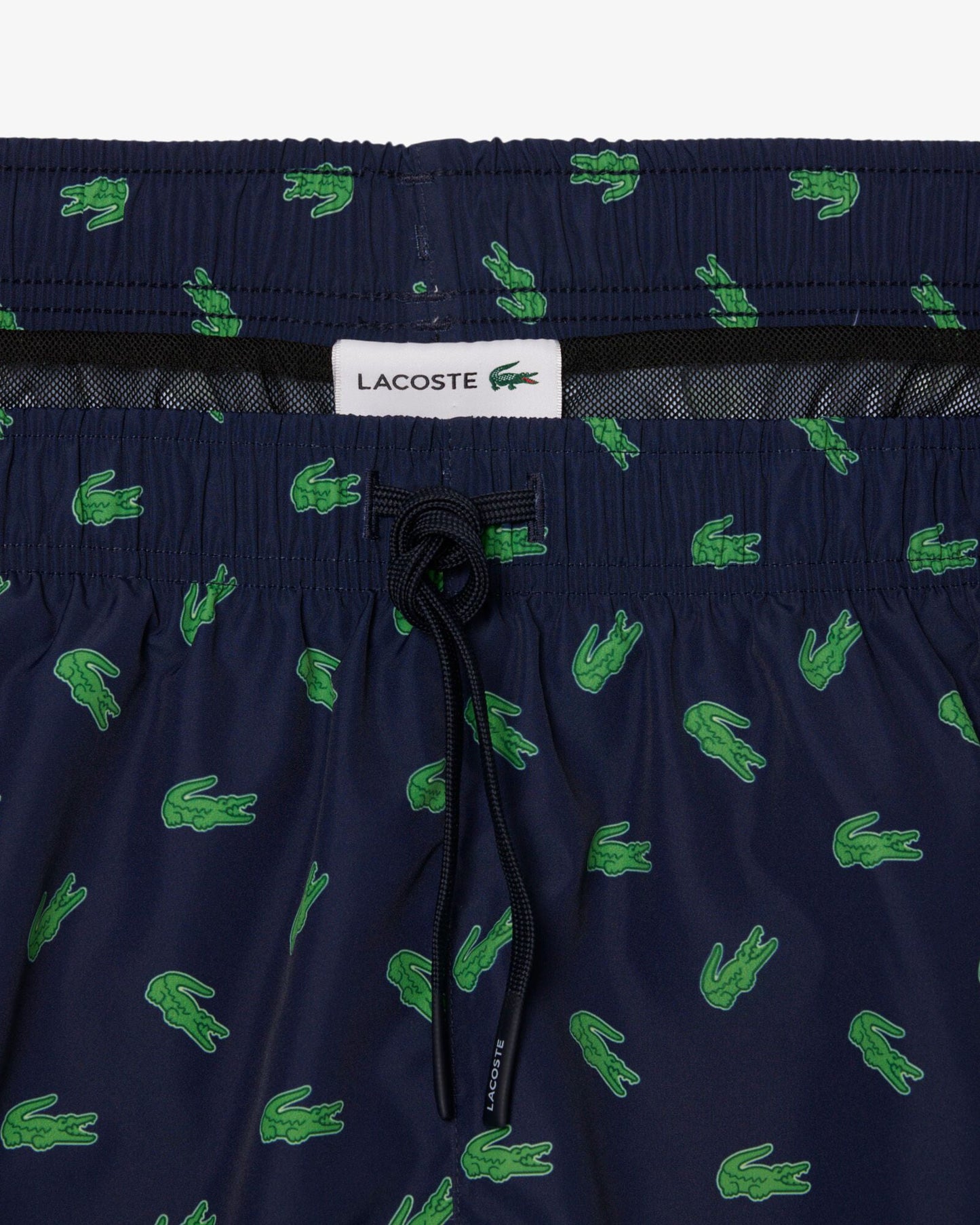 Mid Length Crocodile Print Mens Swim Trunks - Navy Blue 166