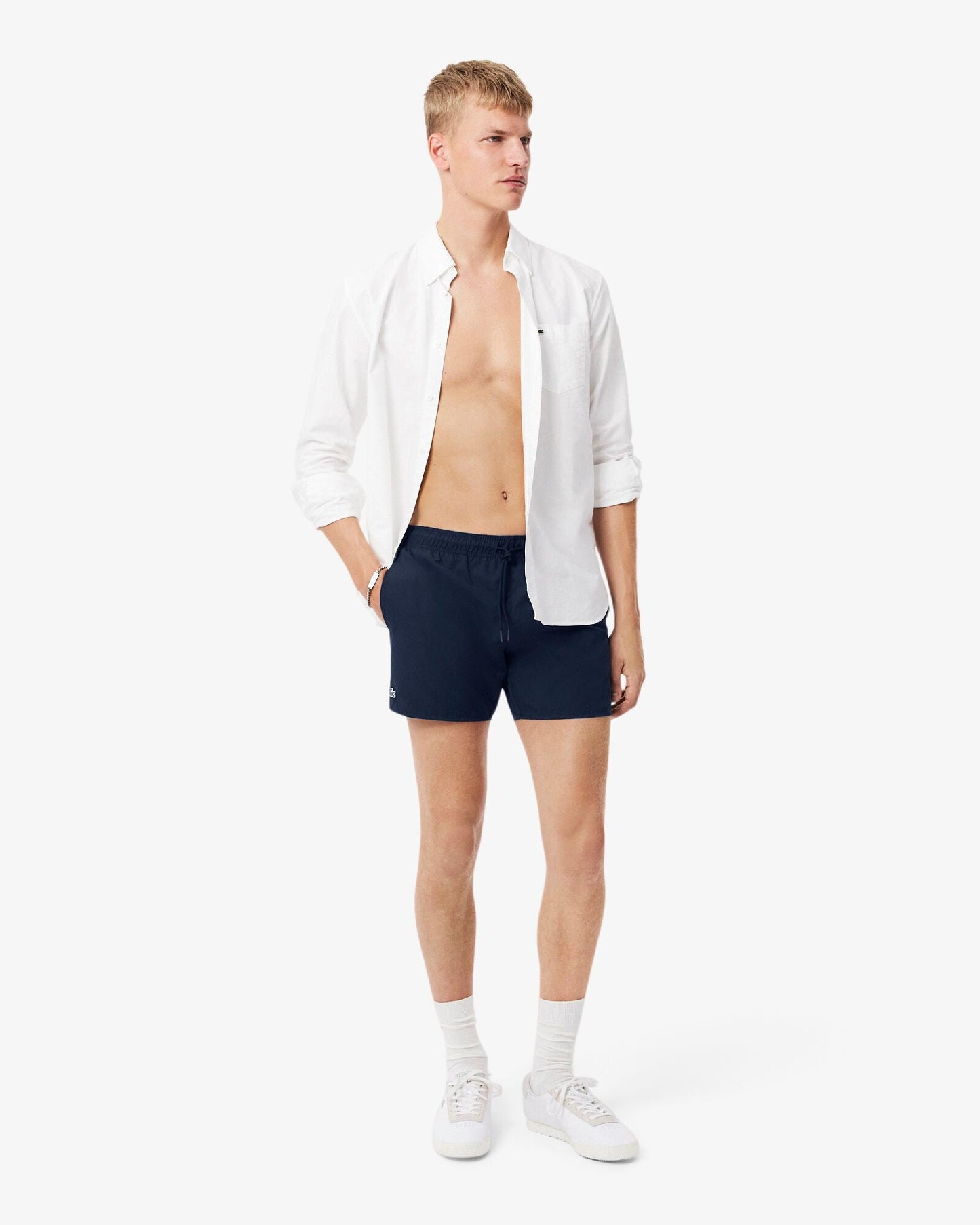 Mens Light Quick-Dry Swim Shorts - Navy Blue/Green 802