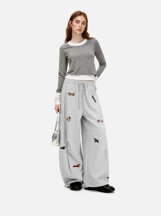 LAST DAY - 76%OFF🔥Embroidered Pup Barrel Sweatpants