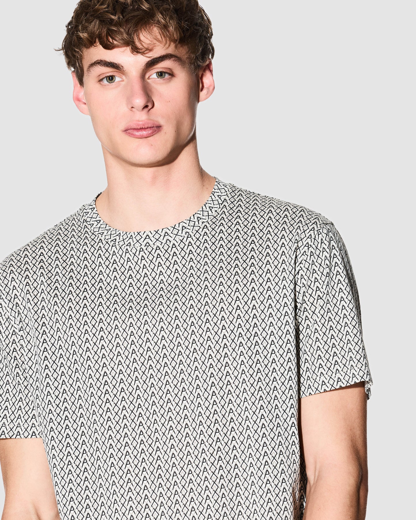 Mens AX Pattern T-Shirt - Cream F0143