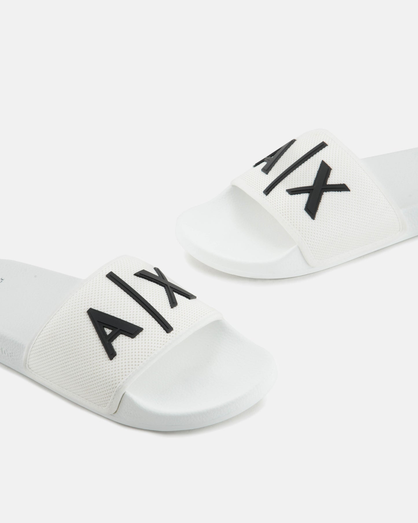 Mens A|X Logo Sliders - Optical White/Black K488